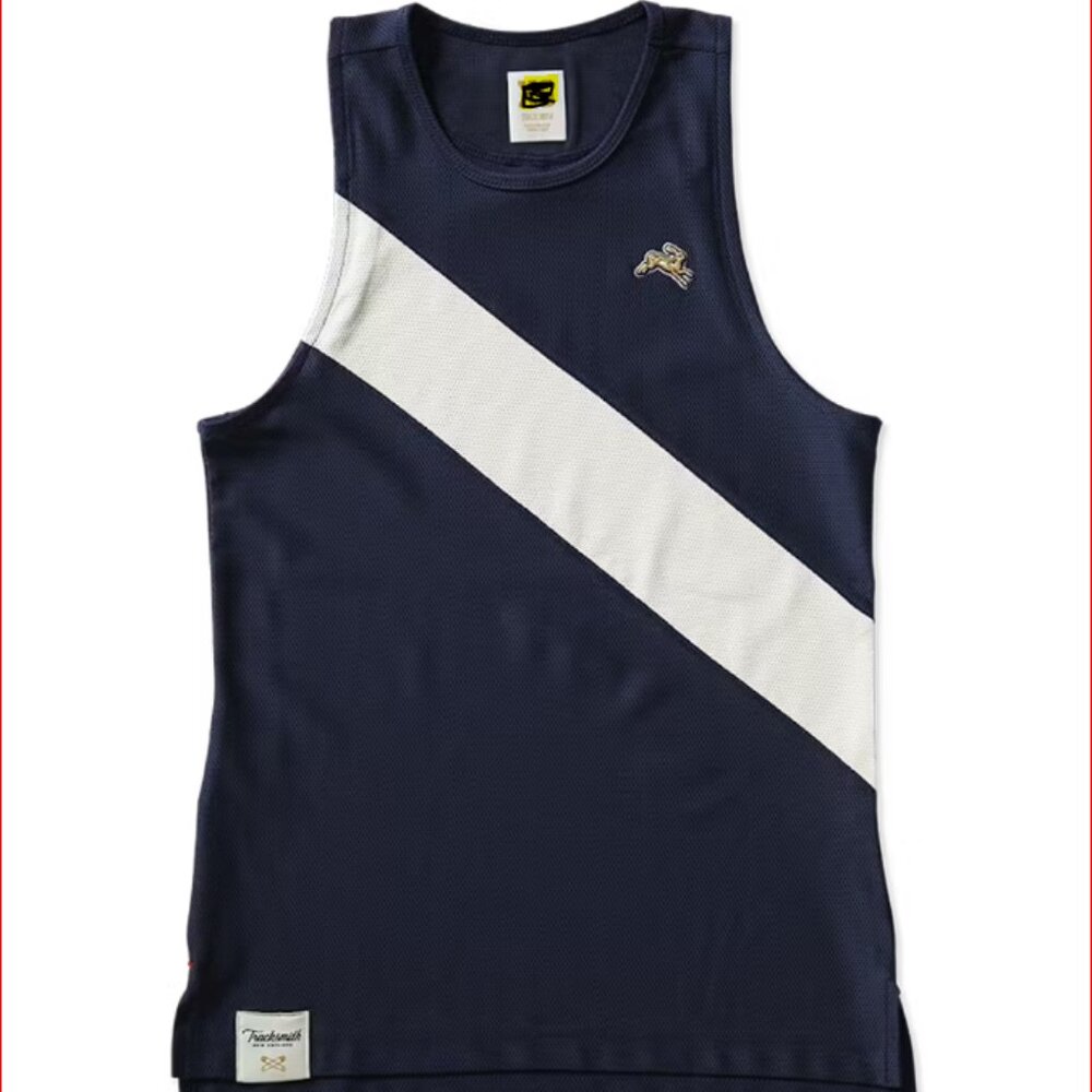 Tracksmith - VAN CORTLANDT SINGLET size S Color: Navy/Ivory
